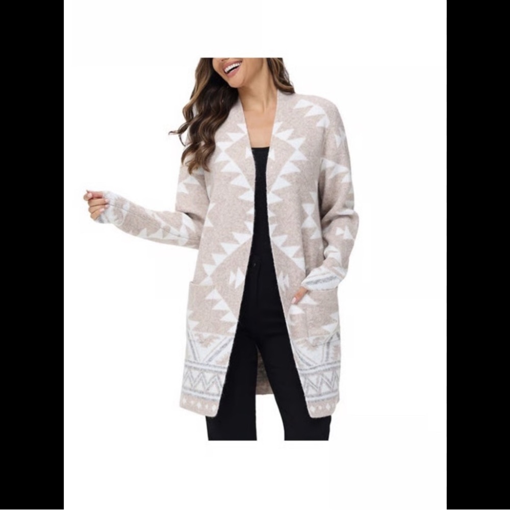 Frye Women's Tan and White Aztec Sweater - Picture 4 of 4